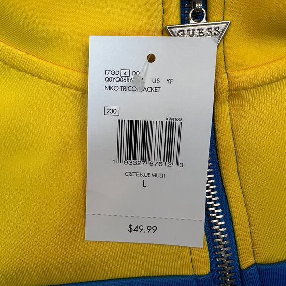 NWT GUESS Factory Niko Tricot Track Jacket Crete Blue Sz L - Picture 8 of 9